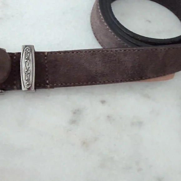 Brown suede Leather Men's Belt with Silver Buckle made in Italy belt Italy made - Picture 3 of 9